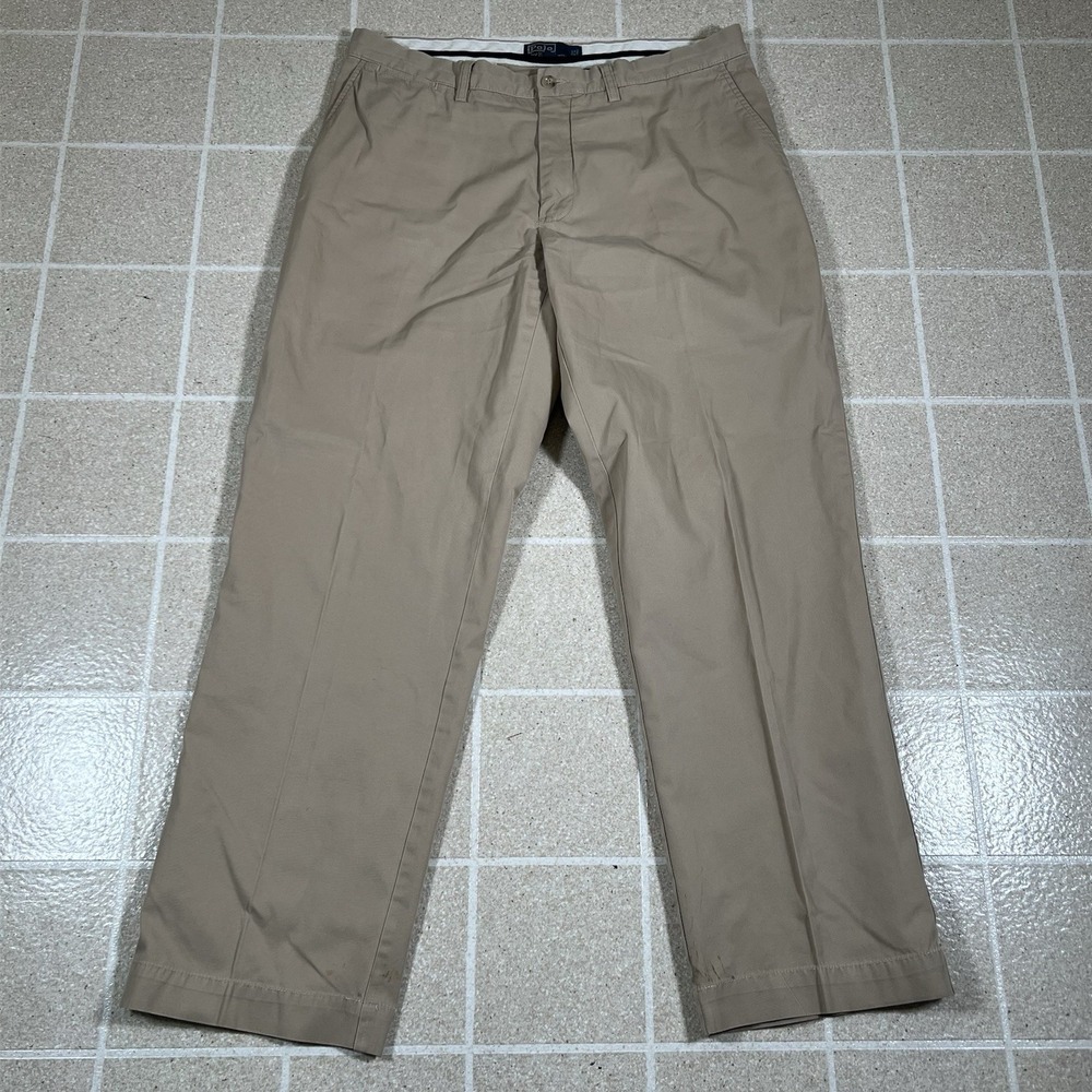 VINTAGE Polo Ralph Lauren Pants Mens 34x32 Tan Chino Khaki Preppy Old Money